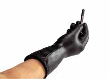 BLACK MEDIUM GLOVES heavy duty flock lined 1pair (Size8)