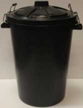 BIN 85ltr PLASTIC BLACK c/w METAL CLIP ON LID